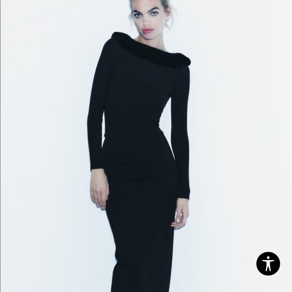 ZARA KNIT SWEATER WITH FAUX FUR COLLAR - Picture 3 of 6